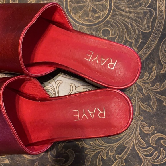 Metallic Red Open Toed Mules, Raye Size 7 - Picture 7 of 7